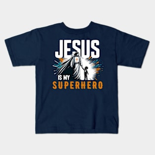 Jesus Is My Super Hero Funny Faith Christian Cross Religious Kids T-Shirt